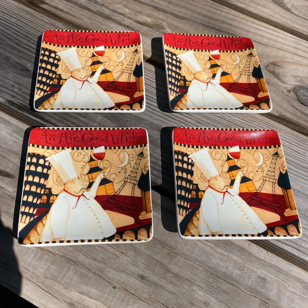 Chef-theme “Good Life” hors d’oeuvre party plate 2006 set of four